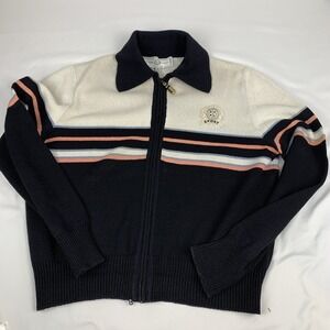 St. John's Sport By Marie Gray Made In USA Size P Black Ivory Pink Zip Preppy